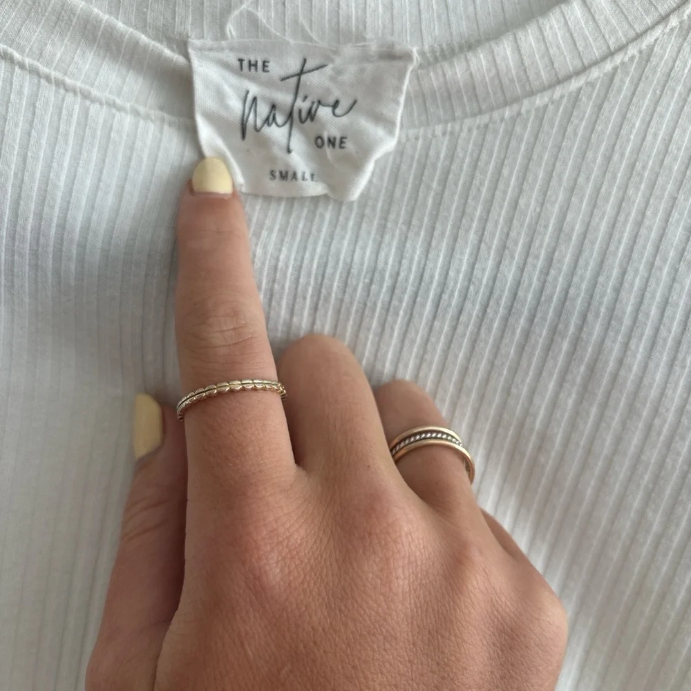White Ribbed Drawstring Top - Picture 3 of 4